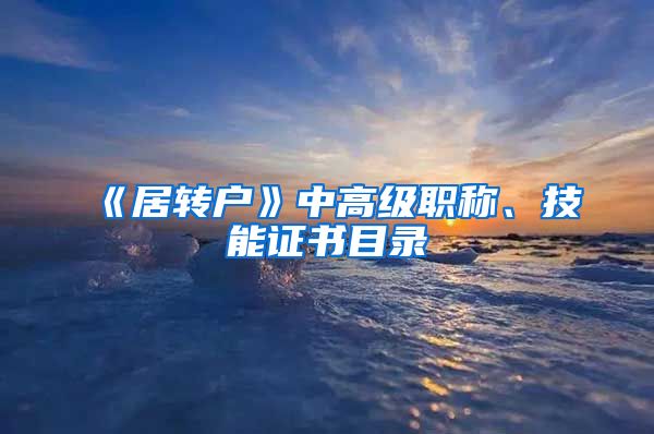 《居转户》中高级职称、技能证书目录