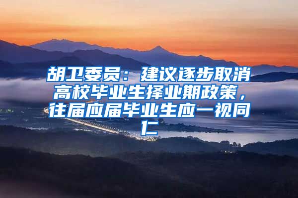 胡卫委员：建议逐步取消高校毕业生择业期政策，往届应届毕业生应一视同仁