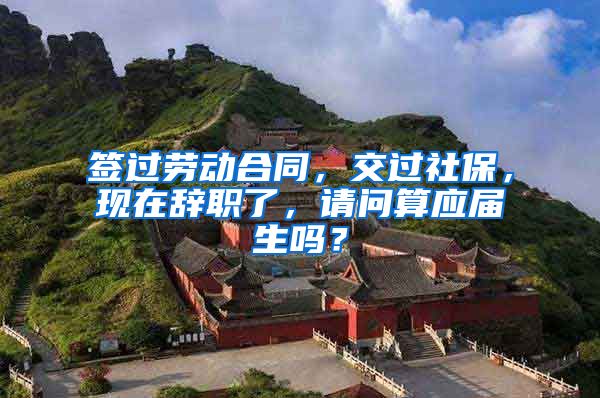 签过劳动合同，交过社保，现在辞职了，请问算应届生吗？